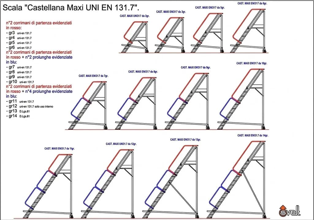 Лестница с платформой Svelt Castellana Maxi 9 ступеней