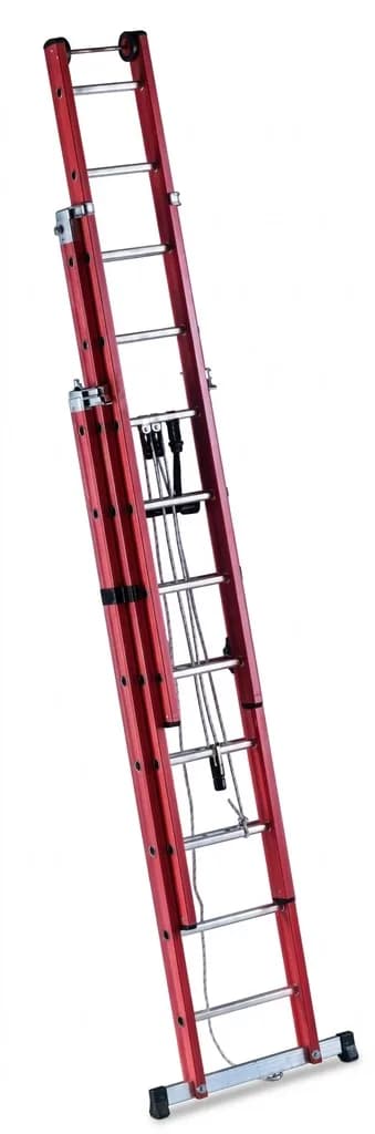 Лестница диэлектрическая из стеклопластика выдвигаемая тросом Svelt V3F 3x14 ступеней